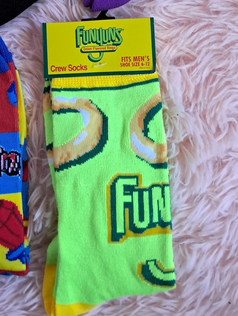 Funyuns Neon Green Snack Crew Socks